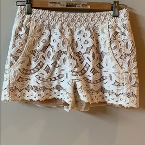 White lace shorts
